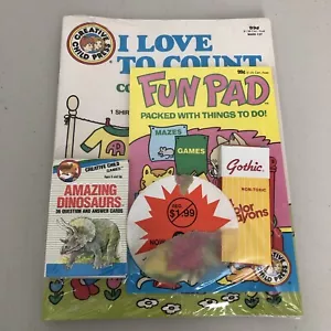 Kreative Kinder Presse Malbücher Aktivitätsbücher Dinosaurier Spiele Zählen Buntstifte Vintage - Bild 1 von 9