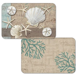 Wipe-Clean Reversible Decofoam Placemats 'Linen Shells' set of 4 - Picture 1 of 1