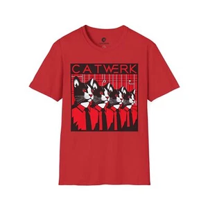 CATWERK Tribute to Kraftwerk Unisex T-Shirt, Funny Cat Tee, Pet Lover, Cute Cat - Picture 1 of 9