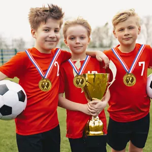 10pcs Kids Children Fake Gold Plastic Winners Medals Sports Game Prize Award SN❤ - Picture 1 of 11