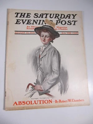 The Saturday Evening Post Magazine- August 22, 1908- Alonzo Kimball illustrated - Image 1 of 4
