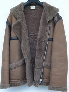 HERREN VINTAGE ECHT LAMMFELL FLIEGERJACKE GRÖSSE LARGE - Bild 1 von 12