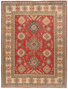 Alfombra oriental kazaja anudada a mano 274x211 cm-nómada, fina, alfombra, alfombra, roja - Imagen 1 de 15