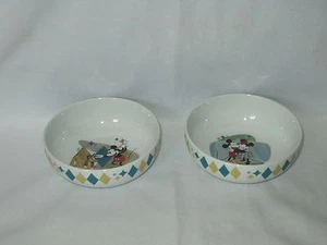 MICKEY & MINNIE MOUSE set of two vintage GIBSON diamond pattern BOWLS  - Picture 1 of 3
