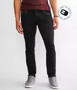 230515 ROCK REVIVAL $179 MENS TAN SLIM STRAIGHT STRETCH BLACK JEANS SZ 42 EUC! - Picture 1 of 9