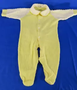 VTG Montgomery Ward YELLOW TERRY CLOTH Romper Sleeper Footy SNAP-UP XS, 3-6M - Picture 1 of 6