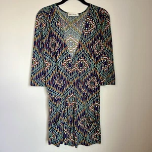 Veronica M Damen Kimono Shorts Strampler Mehrfarbig Geometrisches Muster Stretch Small - Bild 1 von 14
