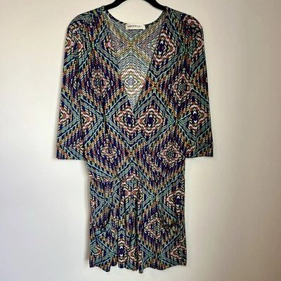 Veronica M Mujer Kimono Pantalones Cortos Mameluco Multicolor Estampado Geométrico Elastizado Pequeño Foto 1 de 4