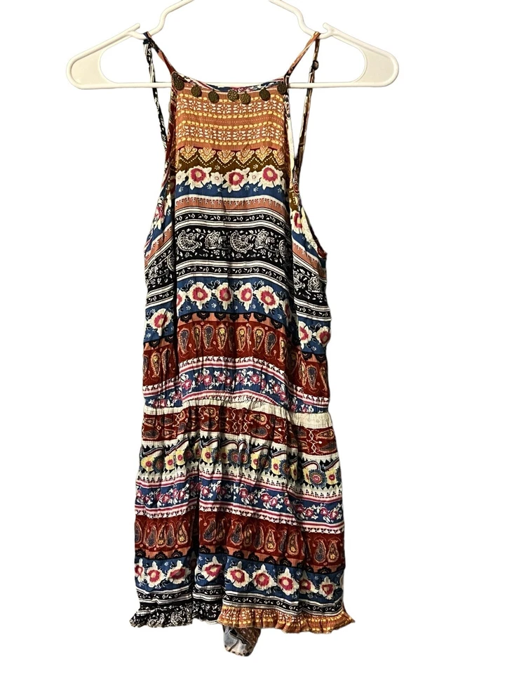 American Eagle Talla Pequeña Mameluco Correas de Espagueti Colorido Boho Campesino Playa Foto 1 de 4