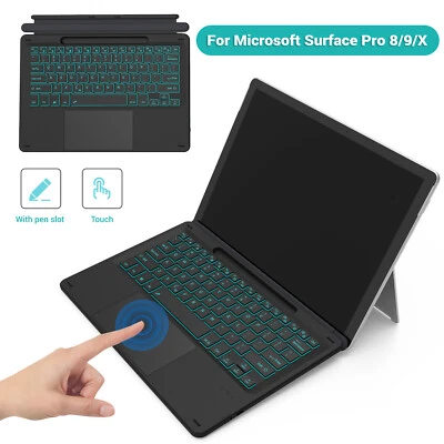 Teclado retroiluminado Bluetooth con soporte para lápiz táctil para Microsoft Surface Pro 8 Foto 1 de 4