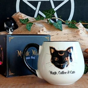 🖤✨ Magic, Coffee & Cats Round Mug ✨🐈‍⬛ - Picture 1 of 3