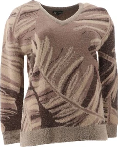 DG2 Diane Gilman Fuzzy Novelty Sweater Taupe M NEW (756) - Picture 1 of 8
