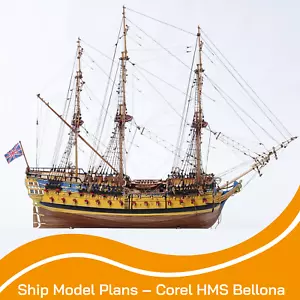 Maquette de navire en bois HMS Bellona plans d'ébauche | 14 fichiers Tif | PLANS NUMÉRIQUES - Photo 1 sur 8