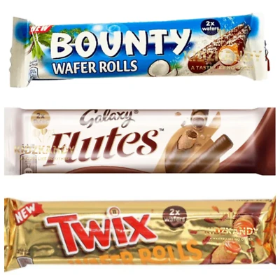 Twix Bounty Galaxy Wafer Rolls Milk Chocolate Bars Full Box of 12 x 22.5g Bars - Image 1 of 4