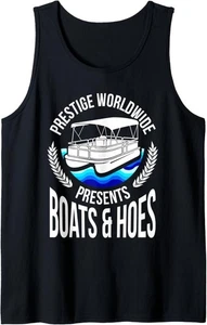 Camiseta sin mangas divertida de barco y azadas humor para adultos pontón fiesta regalo - Imagen 1 de 2