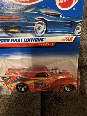 Hot Wheels #74 2000 primeras ediciones 14/36 '41 Willys naranja con ruedas cromadas de 5 velocidades Foto 1 de 4