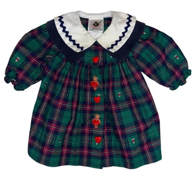 VTG Good Lad Tartan Plaid Dress Collar Ballet Teddy Bear Buttons 3-6 Months USA - Image 1 of 4