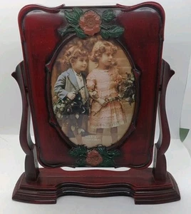 Viktorianischer Stil Holz drehbar oval 10" Bilderrahmen hält 5 x 7 Kirschrot Holz - Bild 1 von 10