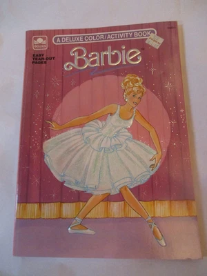 VTG BARBIE GOLDEN BOOK DELUXE COLOR/ACTIVITY BOOK 1990 NEW BALLERINA COVER PINK - Image 1 of 4
