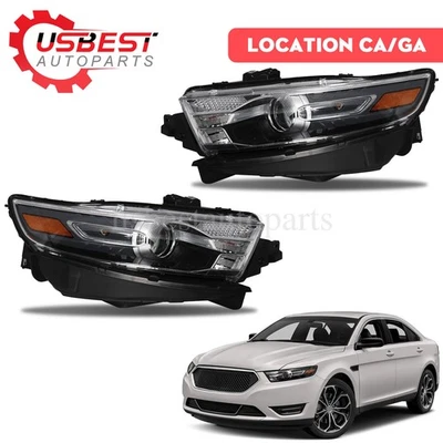 Pair For 2013-2019 Ford Taurus w/ Gray Trim Projector Halogen Headlights LH&RH - Image 1 of 4