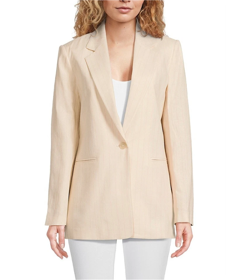 DKNY Womens Unconstructed Striped Blazer Jacket - Image 1 of 1