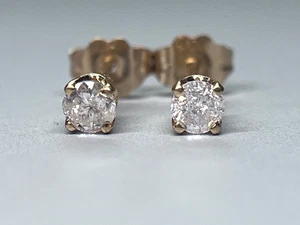 GREAT! 14K Yellow Gold White .25 CT TDW Diamond Stud Earrings - Picture 1 of 5