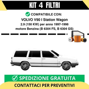 Kit 4 Filtri Tagliando per VOLVO V90 I Station Wagon 2.9 150 kw Benzina 1997-... - Imagen 1 de 2