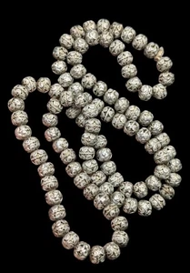 Vintage Ornate Detailed Silver Tone Metal Bead Beaded Ethnic Necklace 28" - Picture 1 of 9
