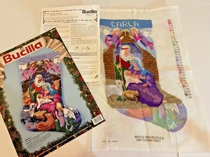 KIT DE MEDIAS NAVIDAD A PUNTA DE AGUJA PARCIALMENTE TRABAJADO INCOMPLETO, BELÉN BUCILLA - Imagen 1 de 7