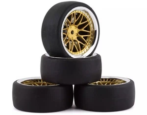 Yeah Racing WL-0099 Spec D LS Offset +6 ruote oro argento con pneumatici 4 1/10 Drift - Foto 1 di 4
