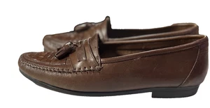 Zapatos Mocasines de Cuero Oleg Cassini Para Hombre Talla 10M Marrón Tejido Deco Borlas 1/2" Tacón - Imagen 1 de 7