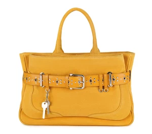 OSOI Brocle Tote Bag Suede Mustard Combi Cow Leather Handbag Korea - Picture 1 of 8