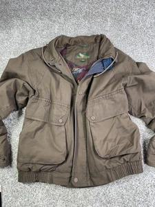 Vintage Field & Stream Jacket Mens Large Brown Canvas Hunting Bomber Lined 90s - Picture 1 of 14