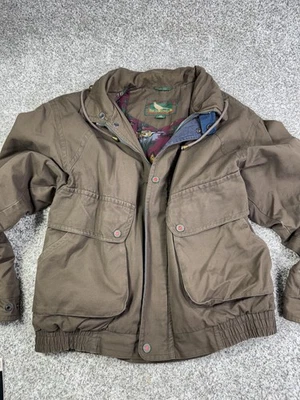 Vintage Field & Stream Jacket Mens Large Brown Canvas Hunting Bomber Lined 90s - Image 1 of 4