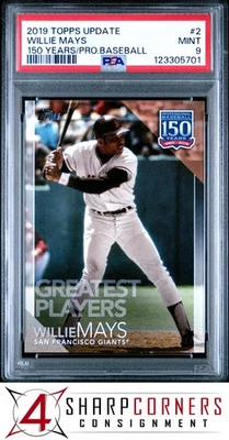 2019 TOPPS UPDATE 150 YEARS OF PROFESSIONAL BASEBALL #2 WILLIE MAYS POP 1 PSA 9 - Image 1 of 3