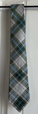 Banana Republic Gray/Green  Plaid Designer Tie Silk Slim Necktie - Изображение 1 из 2