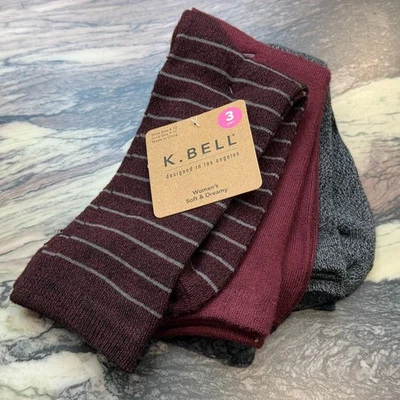Paquete de 3 calcetines K. BELL suaves y soñadores para mujer talla 9-11 (talla de zapato 4-10), nuevos con etiquetas Foto 1 de 4