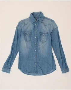 PEPE JEANS Womens Denim Shirt UK 10 Small Blue Cotton AP10 - Picture 1 of 3