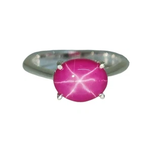 Anillo Estrella Rosa en Plata de Ley 925 Anillo Estrella Rubí Rosa Anillo - Imagen 1 de 2
