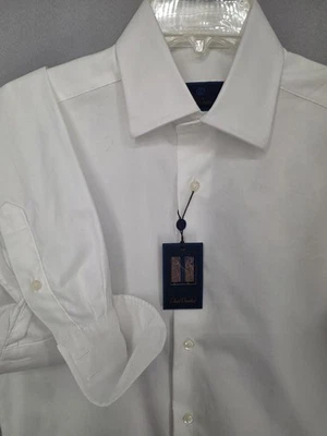 Camisa de vestir DAVID DONAHUE de algodón con puño francés blanca 15 32/33 para hombre Foto 1 de 4