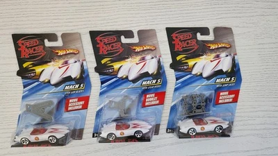3 Hot Wheels Speed Racers Ice Cave Mach 5 con hojas de sierra/ganchos de lanza/gatos de salto Foto 1 de 4