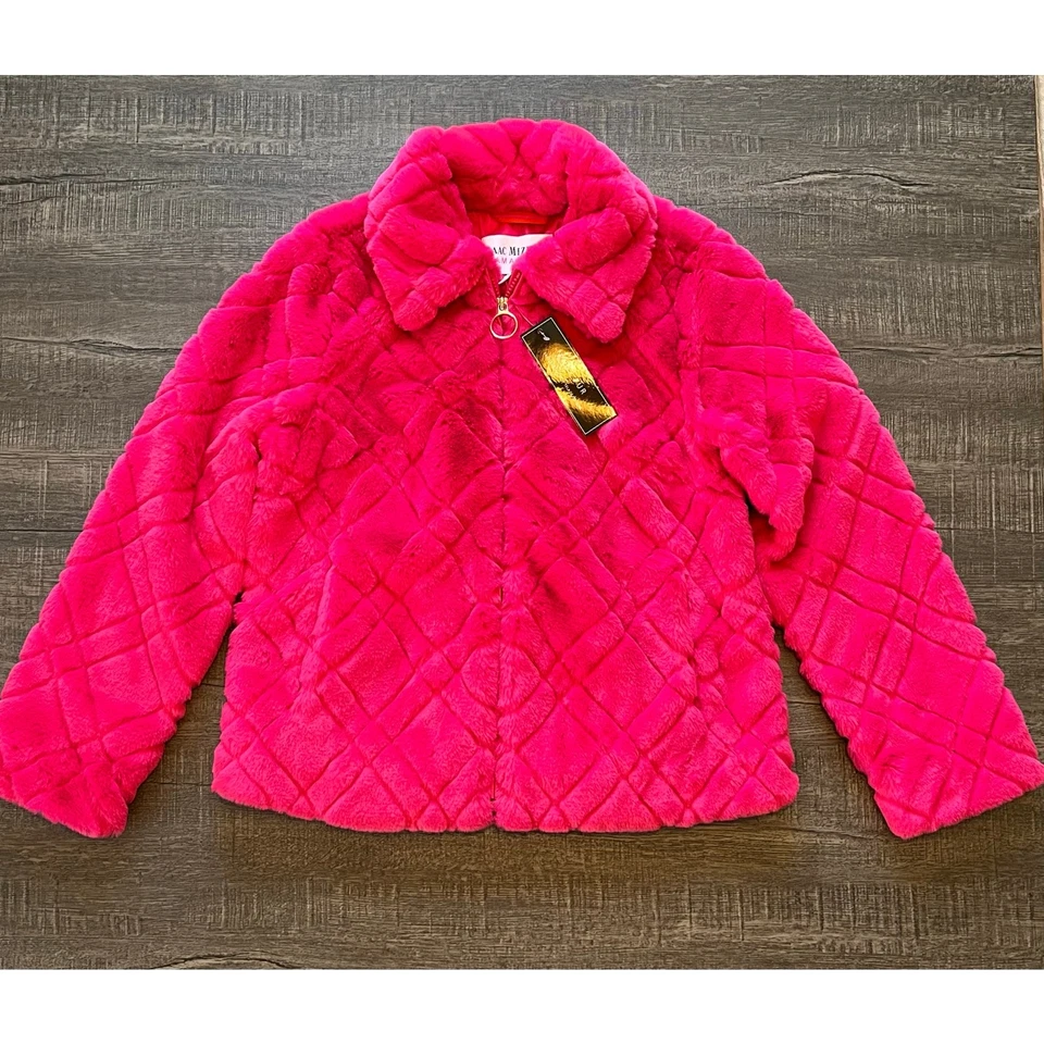Issac Mizrahi Live x Selma Blair искусственного меха магнитные молнии куртка, розовый, размер XS новый с Ярлыками - Изображение 1 из 4