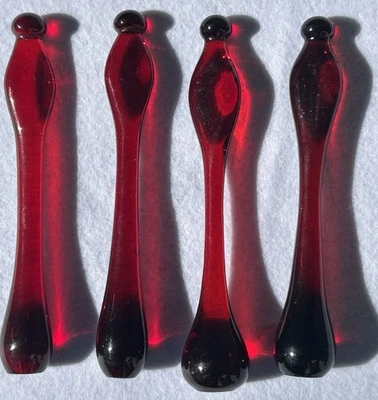 4 BLENKO GLASS   RUBY RED MUDDLER /STIRRERS.       FROM THE 30’S - Image 1 of 3