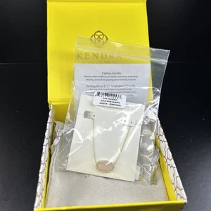 Kendra Scott Elisa Pendant Necklace Fashion Jewelry 14k Gold Plated ROSE QUARTZ - Picture 1 of 7