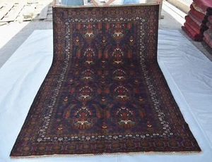 Antique Afghan Persian Baluchi Area Rug 7x10 Blue Handmade Oriental Wool Carpet - Picture 1 of 10