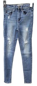 Mudd FLX Stretch Junior Size 0 High Rise Distressed Skinny Legging Jeans 22X28 - Picture 1 of 3