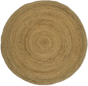 4X4 ft Handmade Reversible Round Jute Rug Braided Style 100% Natural Modern - Picture 1 of 7
