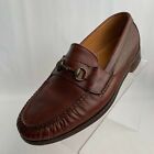 Maine Classics Mens Bit Loafers Brown Leather Moc Toe Slip On Shoes Size 10/3E