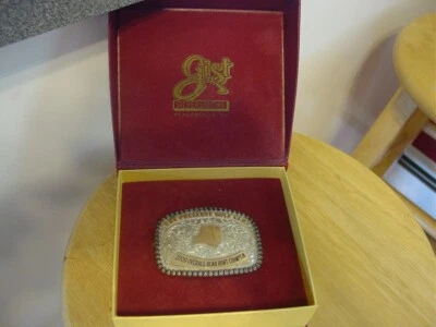 Gist Sterling Silver Overlay 1/10th 10K  Overall Boar Hunt Golf Champion Buckle - Image 1 of 4