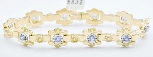 GENUINE 1 Ct TANZANITE BRACELET 18K YELLOW GOLD - New With Tag - 12.5 grams - Picture 1 of 5
